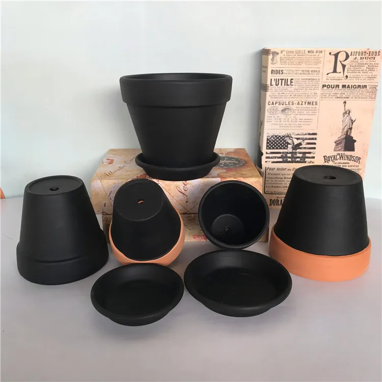 classical clay ceramic terracotta  flower pots planter pot with tray saucer