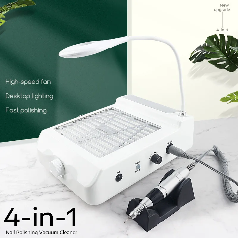 KaiManRui Top selling Nail Vacuum Suction Fan Dust Extractor Manicure Tool Dust Collector Desktop With LED lamp