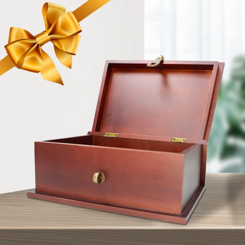 Wood Black Gift Box Solid Wood Flippable Wood Box Desktop Sundries Storage Finishing Box