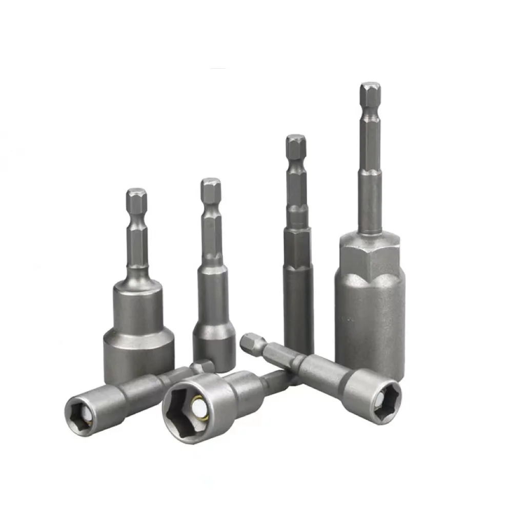 6pcs 6-13mm Magnetic Nut Setter Driver Socket Bit Set 1/4 Inch Hex Shank 65mm Long