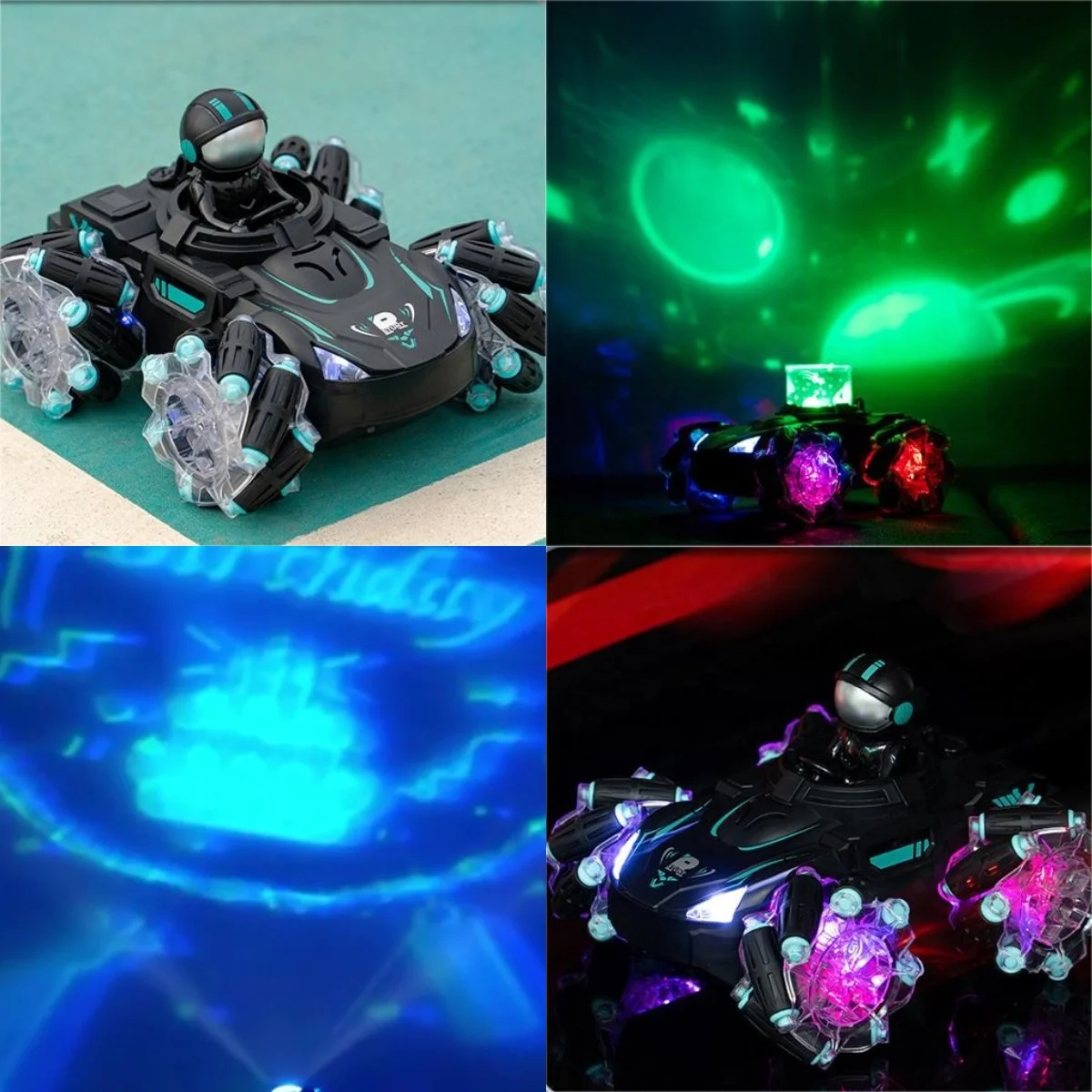 AiJH 2.4GHZ Color HD Projector RC Car Twisting Stunt Light Music Drift Rc Auto 360 Degree Rotation RC Racing Cars
