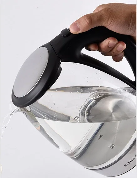 Экологически чистый электрический стеклянный чайник высокой емкости 2 л с автоматическим отключением питания