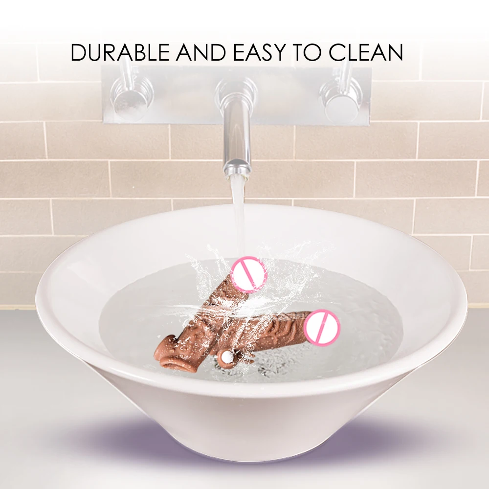 Hollow Dildo Cock Ring penis sleeve Aphrodisia Penis  Real Skin For Men