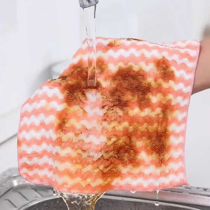Large Thick Coral Velvet Luxury Adult Soft Absorbent Quick Drying Kitchen Towels Set