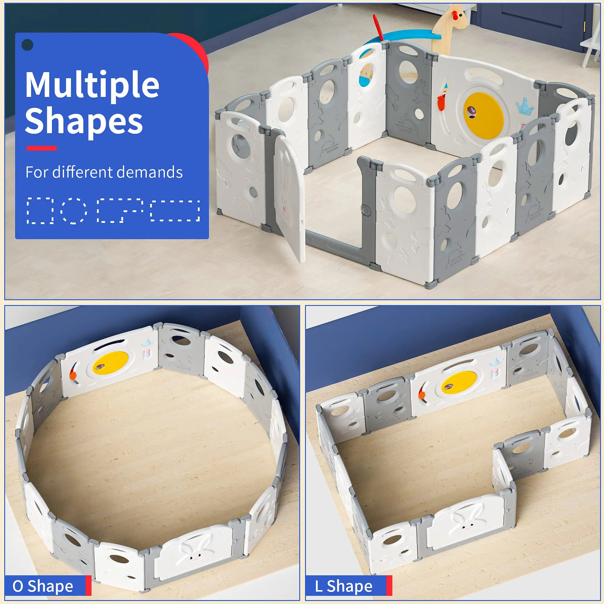 Multi-Combination Luxury Plastic Fence Kids For Children Toddler Playyard Indoor Foldable Game Play Yard Safety Baby Playpens