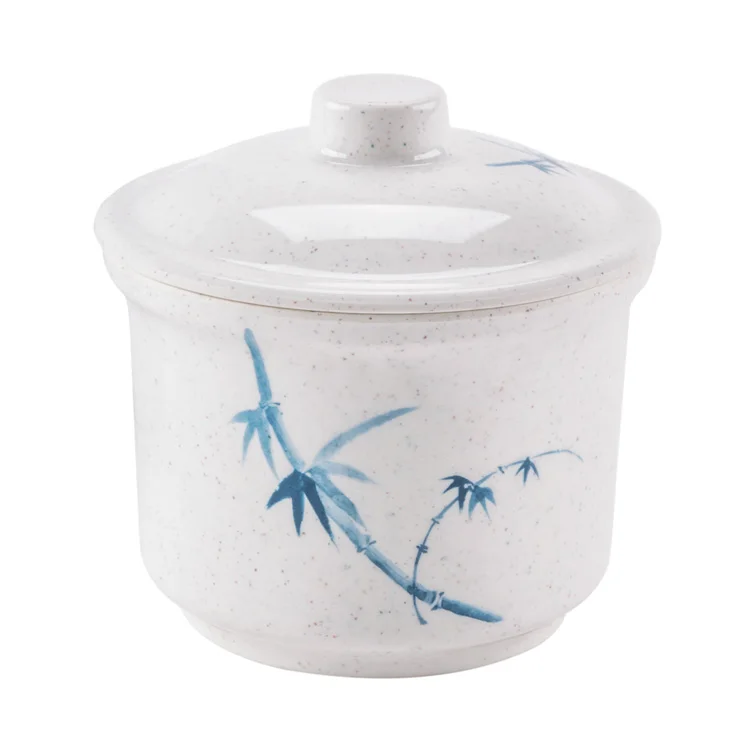 Soupiere avec bols 14 oz bamboo modern tureen, japanese style melamine soup bowl with lid cover