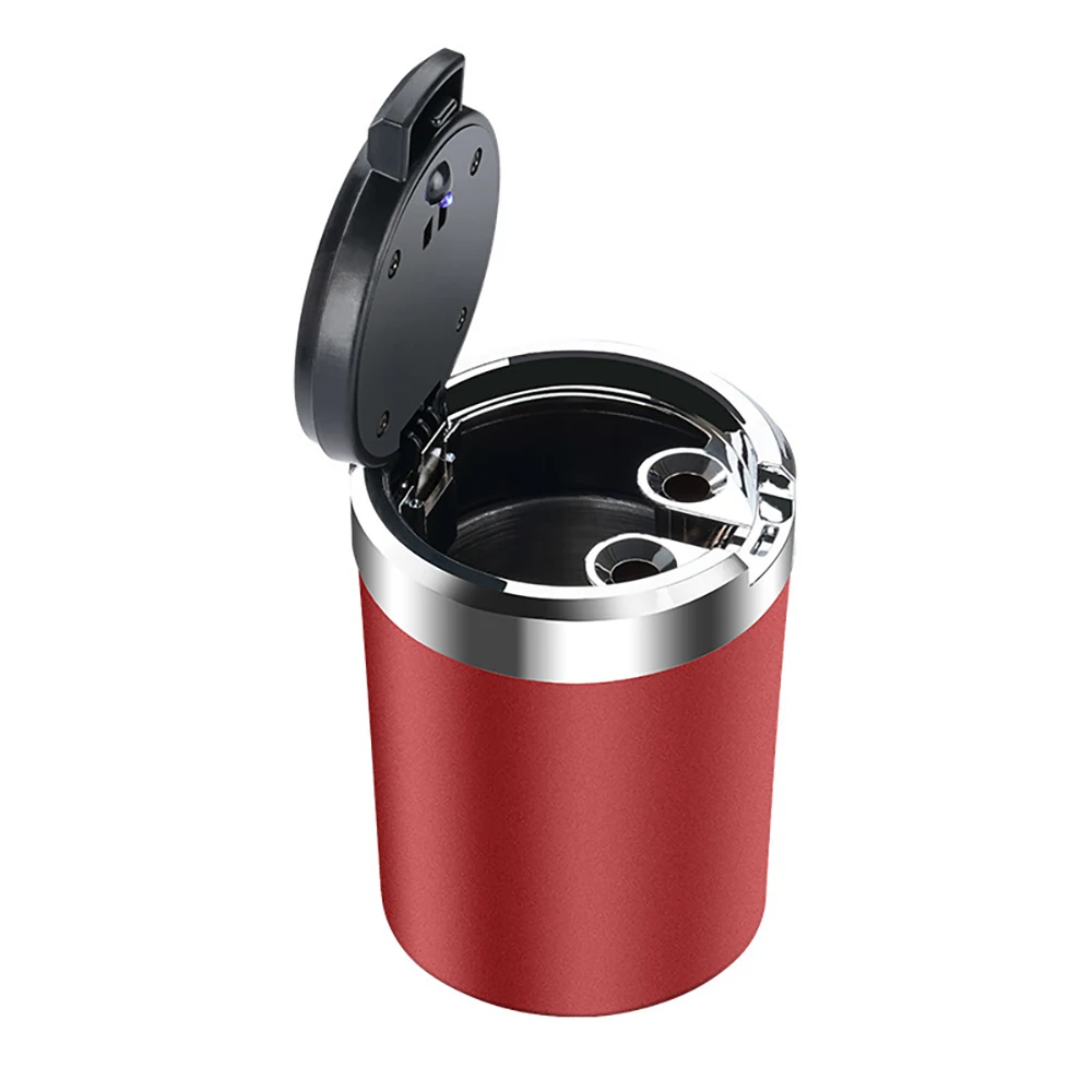 New Arrival Car Ashtray Multifunctional Creative Personality Automatic Stainless Steel With Lid Led Light Suitable For Smoking