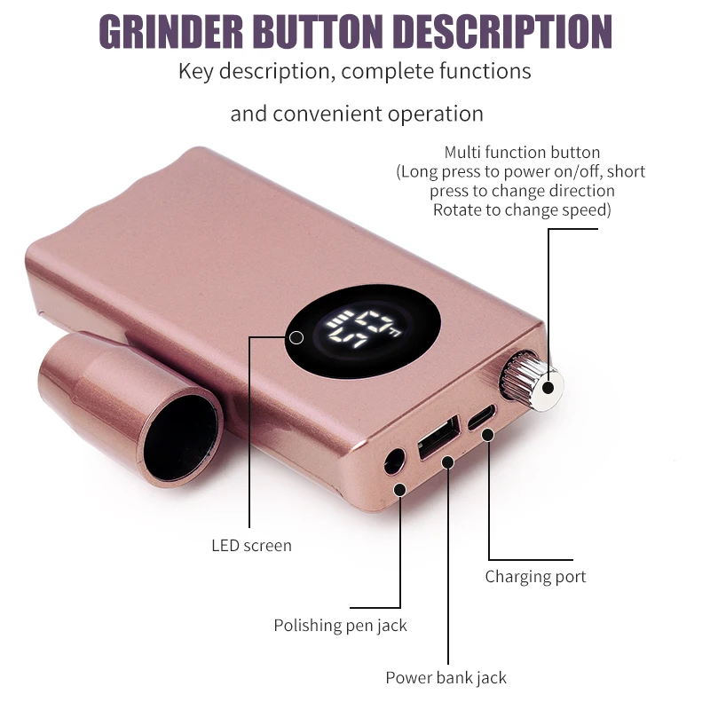 Professional Portable Rechargeable Cordless Desktop 35000RPM E File Manicure Pedicure Electric Nail Drill Machine Tools