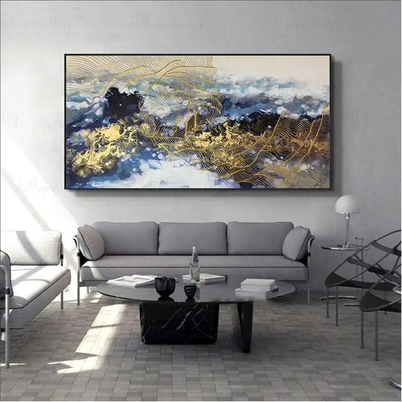 Decorative Painting Dafen Handmade Wall Decoration Abstract Gold Foil Leaf Canvas Art Oil Painting framed paintings