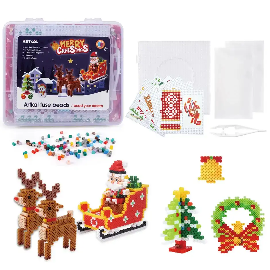 Factory new arrival 2024 christmas gift kids toy ST4023 fuse beads kit 17 colors 5000pcs 5mm midi beads