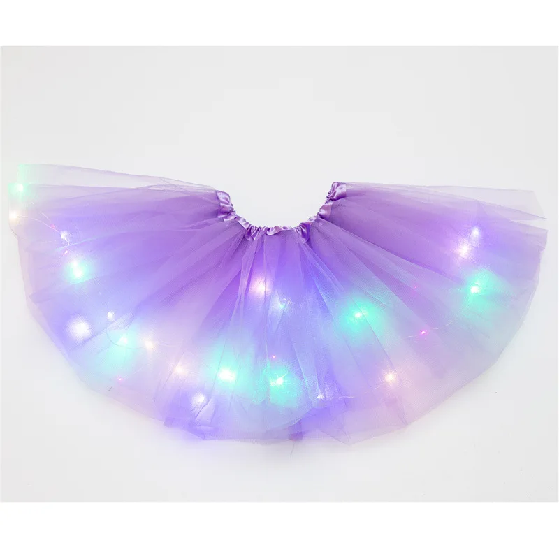 Fancy colorful pink red white short tulle luminous light skirts baby girls birthday party LED tutu skirt for kids
