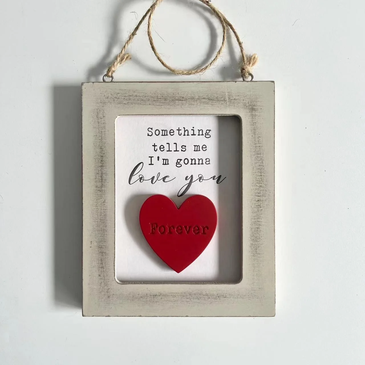 Love You Frame with Saying Wooden Hanging Decorative Frame Plaque