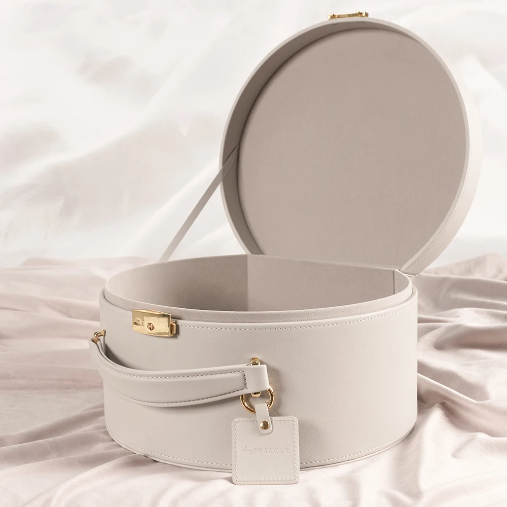 Large Capacity Round PU Leather Children Hair Accessories Toys Storage Organizer Desktop Nail Polish Cosmetic Storage Box