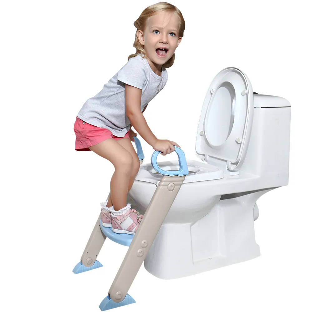 BBCare Potty Training Toilet Seat Chair with Sturdy Anti-Slip Step Ladder for Kids Toddlers,Comfortable w/Handles