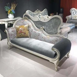 MO LAN European style  Chaise longue Neoclassical beauty bed  American princess cloth deck chair Lazy solid wood concubine sofa