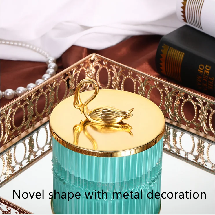 Nordic Coloured Amber Green Blue Luxury Empty Vintage Ribbed Geo Cut Storage Glass Candy Jar with Glass Lids