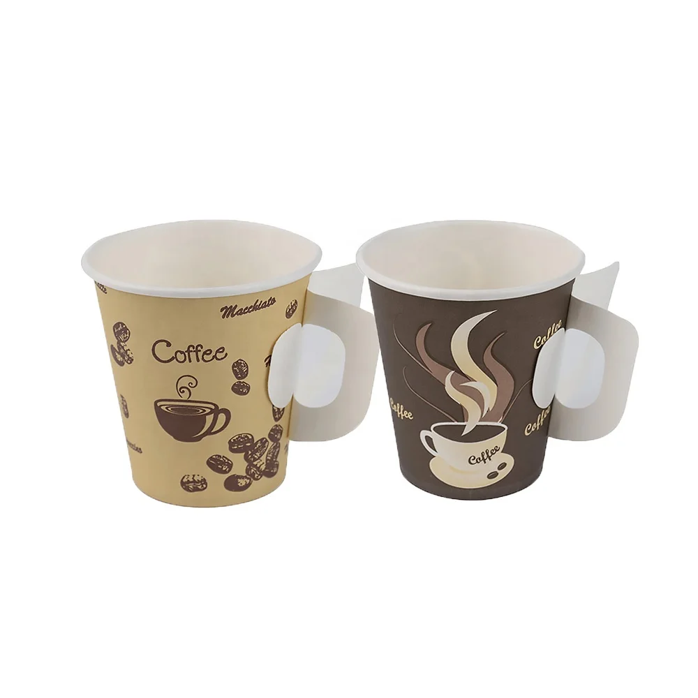 Высококачественная одноразовая бумажная чашка для кофе и чая с ручкой, 7 унций