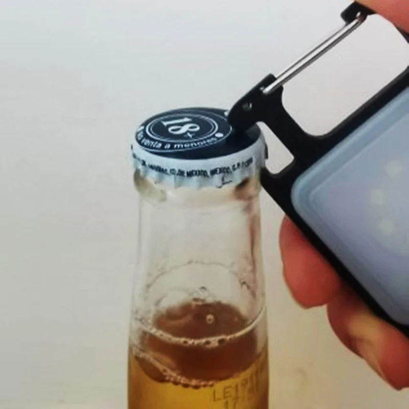 Portable Mini USB Type-C Rechargeable Work Torch Waterproof Pocket Flat Keychain LED Working Light With Bottle Opener & Bracket