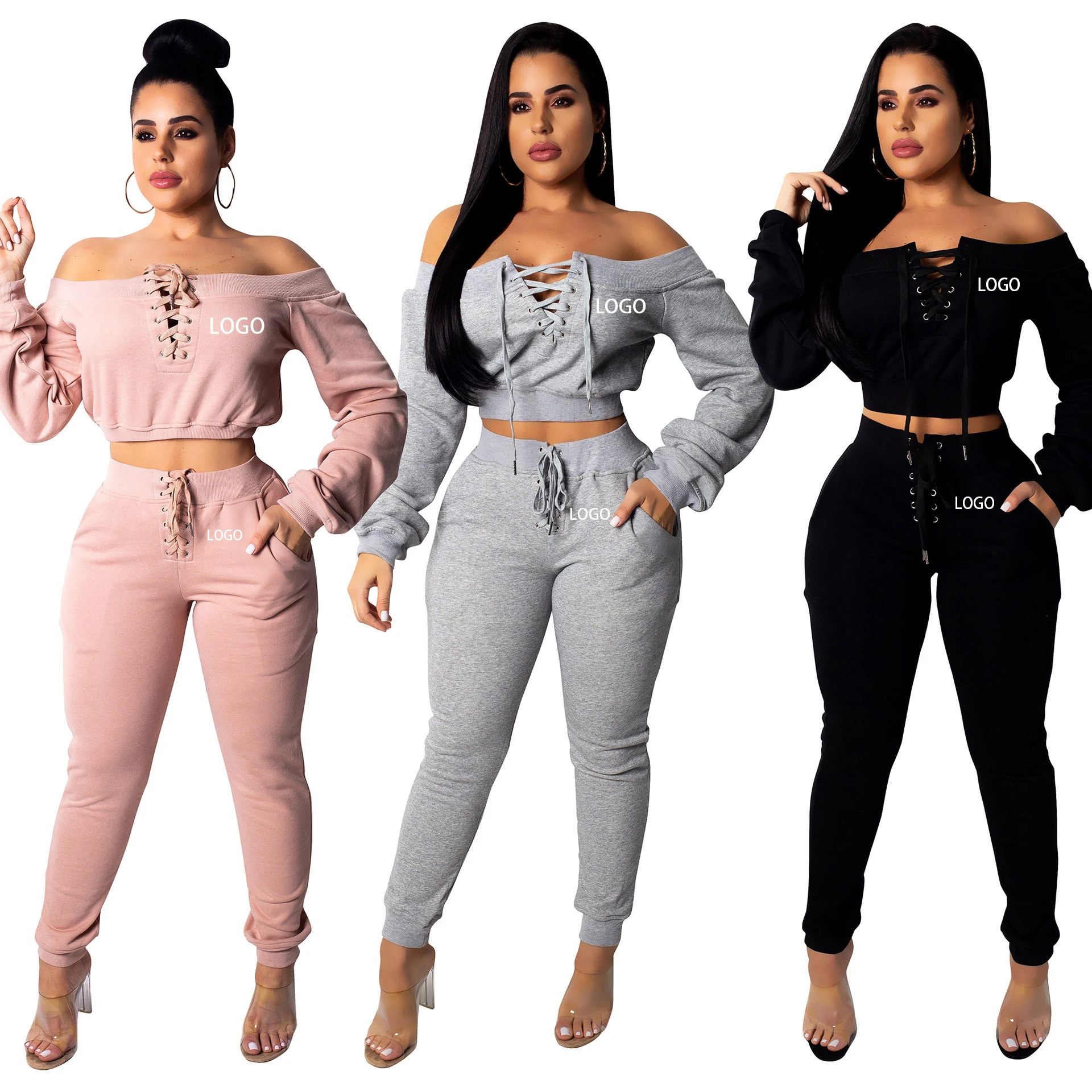 New Multi-Color 2021 Fashion Casual Suit Thick Solid Color Sweater Women Clothing  two piece set jogger sweats