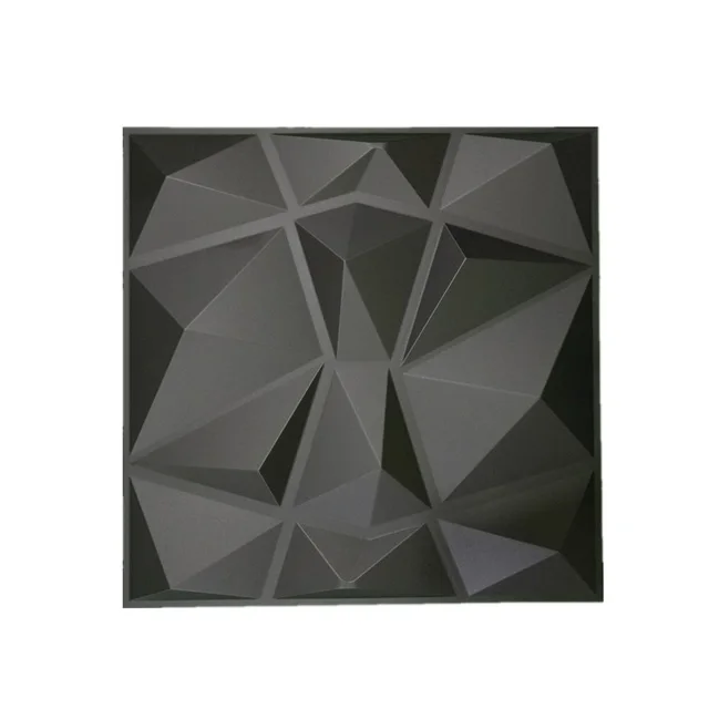 Matt Black Diamond Shape Modern 3D PVC Wall Panel/Sticker Interior Waterproof wallpaper for Living Room Bedroom