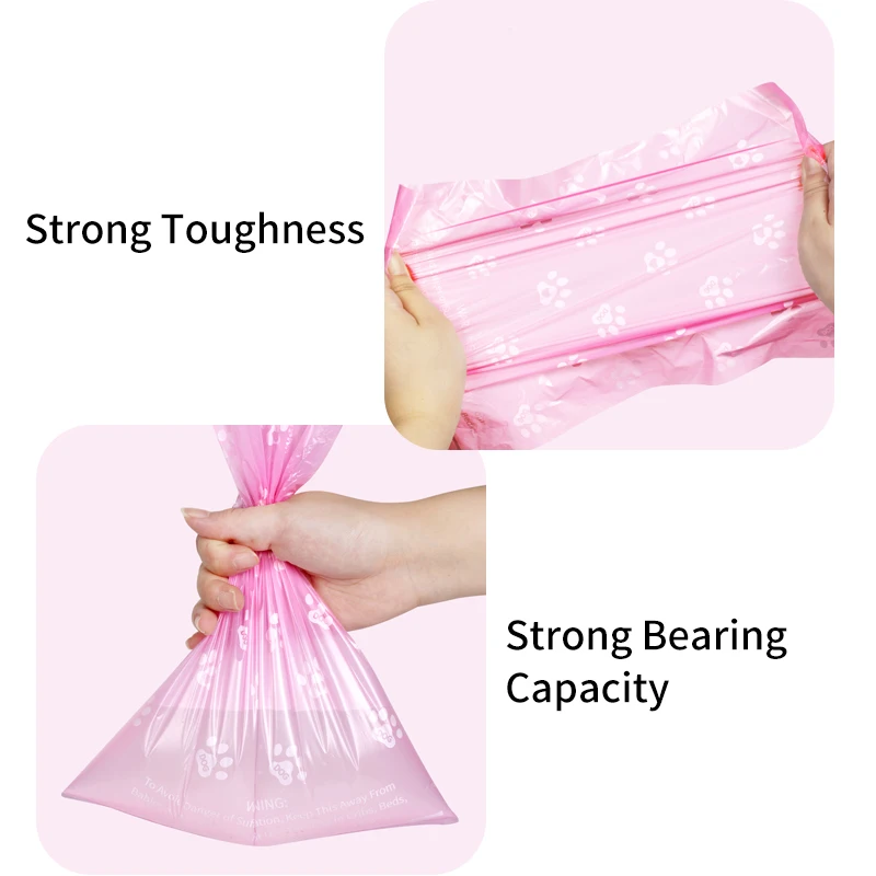 Personalized Custom Scented Pink Heavy Duty Compostable Corn Starch Rolls Pop Excrement Poo Waste Garbage Bags Pet Dog Poop Bag