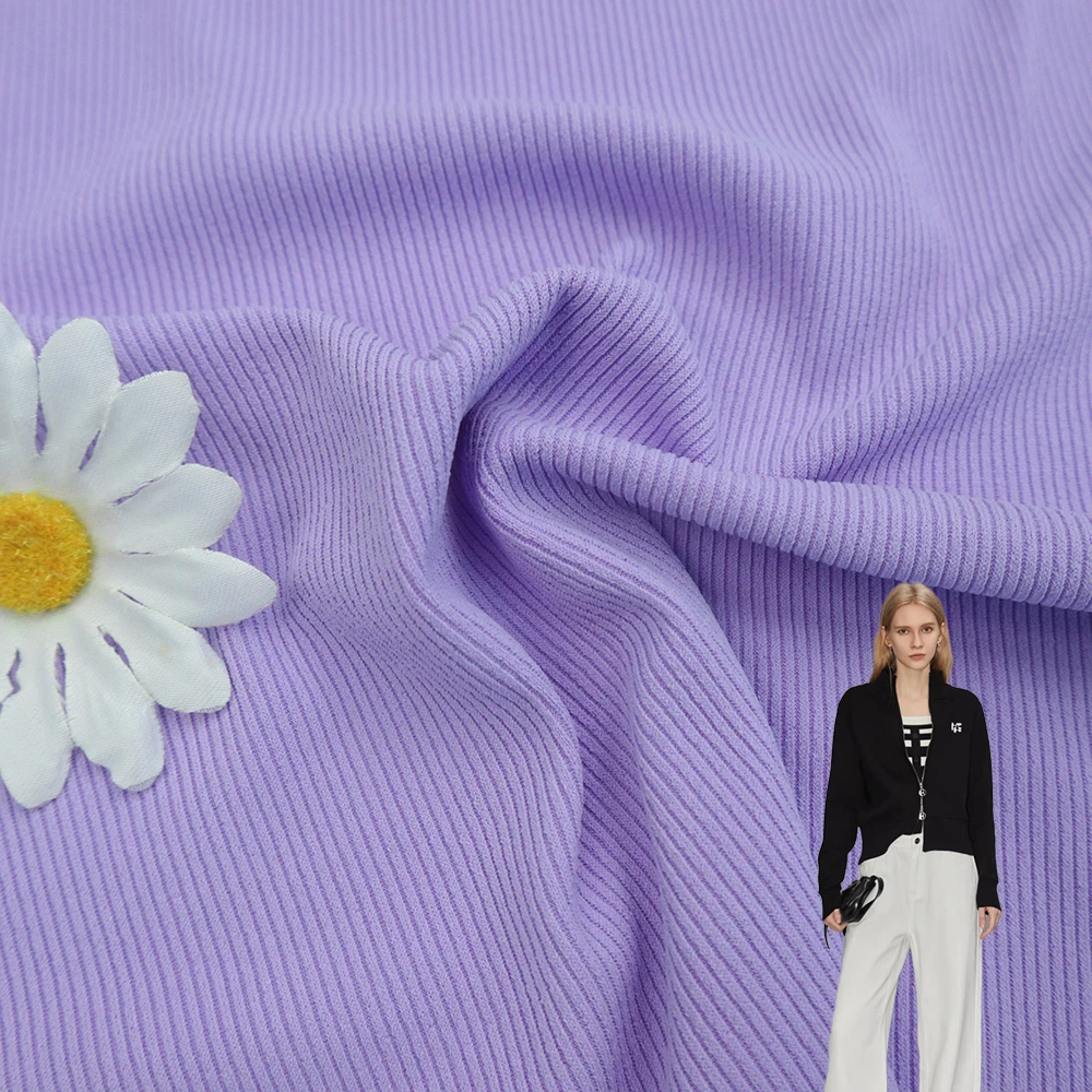 High quality soft sustainable polyester ribbed spandex 4-way stretch swimwear bikini knit 2*2 rib fabrics for clothing