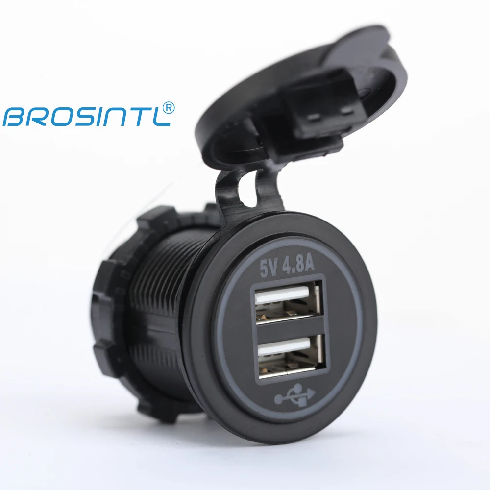BROSINTL BC018KB 12V 24V вход 5V 2.4A выход 4.8A двойной порт USB зарядное устройство гнездо для автобуса морской
