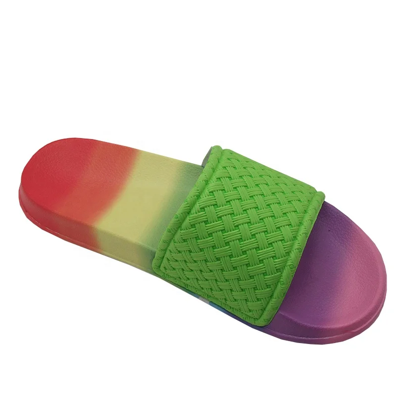 Rainbow color gradients beautiful summer outdoor EVA outsole women size durable EVA flip flop slippers slides slippers