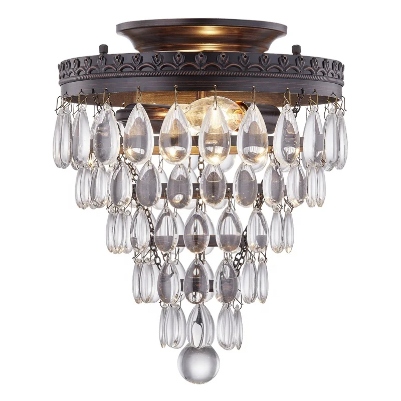 Modern chandelier ORB finish and crystal Ceiling Lights 2-Light E12 for home led flush mount