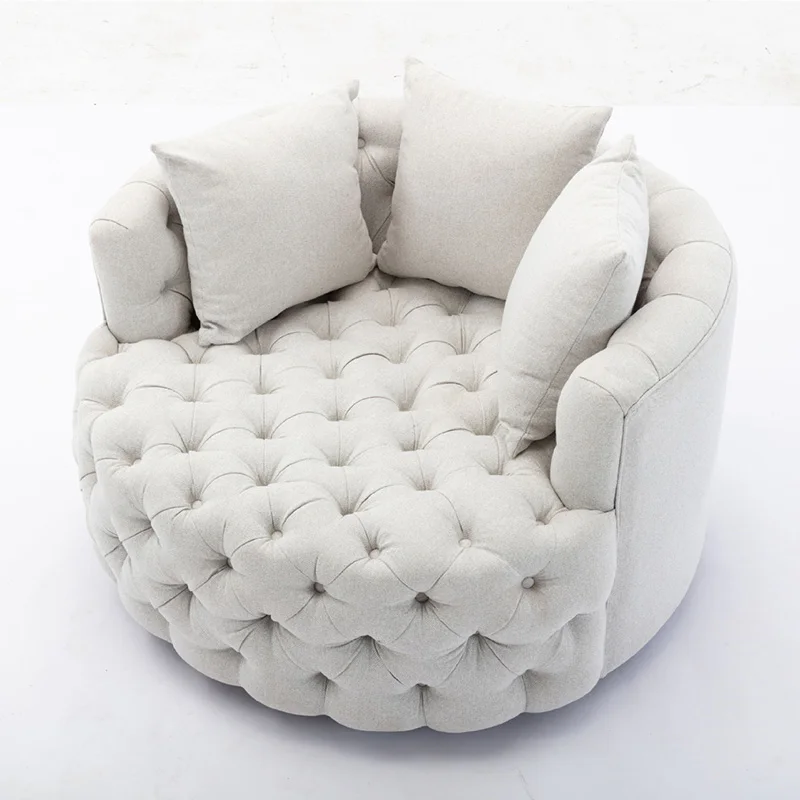 Modern large oversized barrel chairs for living room sofa lounge recliner nordic round swivel chair single tufted accent chair
