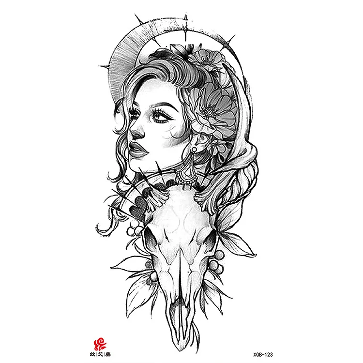 XQB 121-160 temporary flower sketch printing tattoo sticker for sexy woman long time lasting permanent tattoo