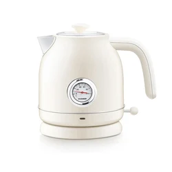 QCOOKER 1.7L Electric Kettle Fast Boiling Stainless Steel Retro Thermometer Hot Water Boiler 1800W 220V Portable Instant Heater