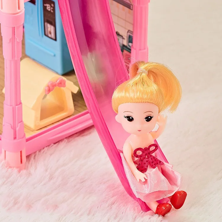 Amazon Hot Sale Princess 4 Layer Villa Pretend Play  Set Imaginative Dollhouse Furniture for Girls