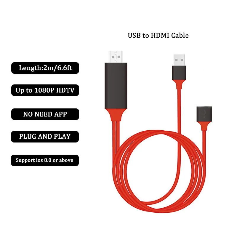  Yinзам 2 м 1080P USB для HDTV HD адаптер кабель ТВ проектора монитора цифровой AV видео смартфона