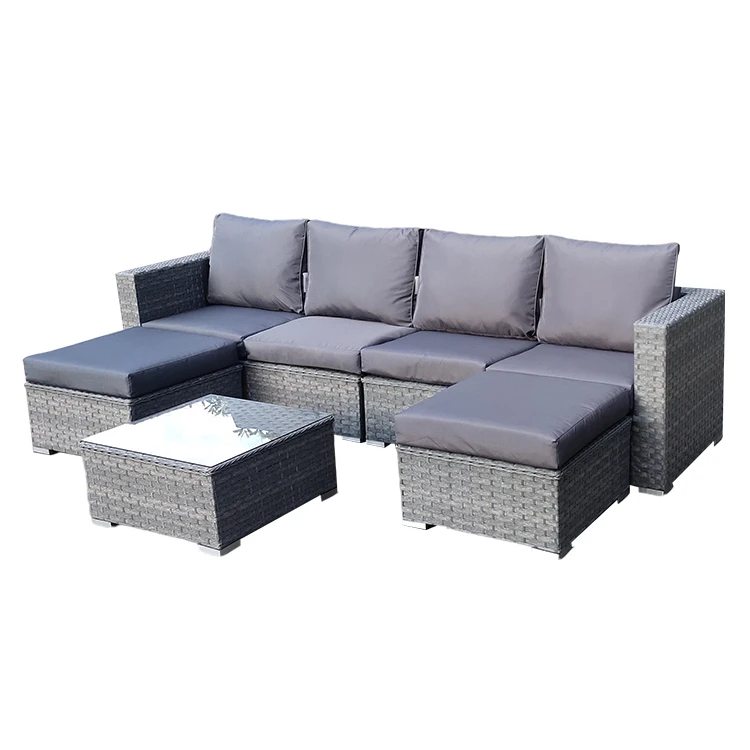 Best seller Zink coating steel frame lazy susan rattan sofa rattan l shape sofa
