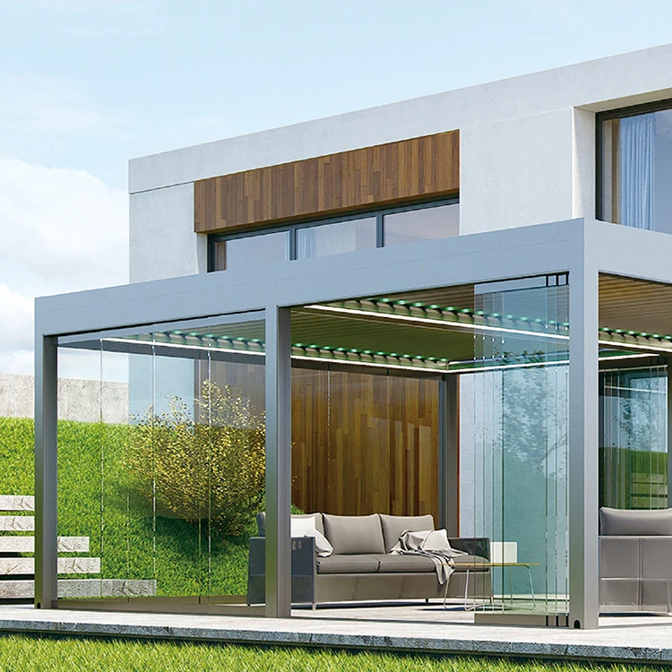 Outdoor waterproof terrace roof gazebo aluminium pergola with privacy screen