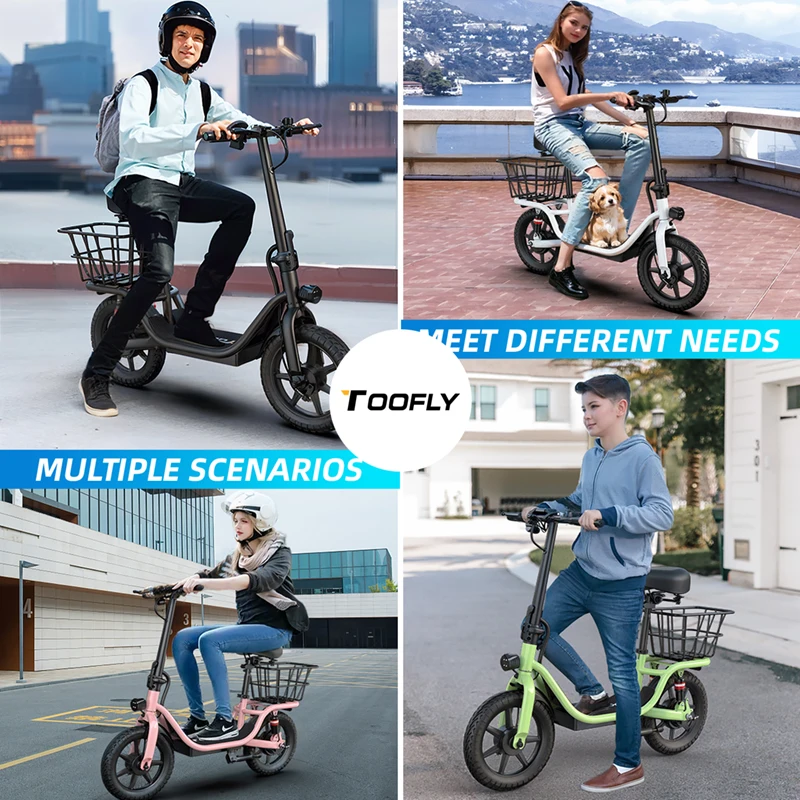 2024 14 inch 48V 350w fat tire fast 2 wheel electric scooter source factory