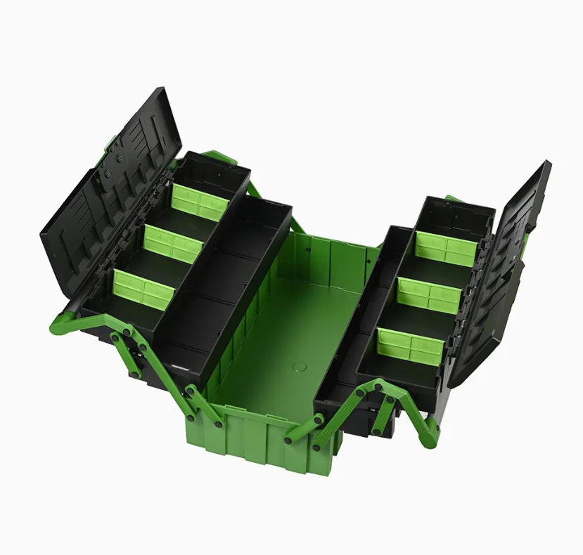 Peaktop  2024 New design Multifunctional 18 Inch 3 Trays Hardware Tool Cantilever Plastic Toolbox with Double Handle