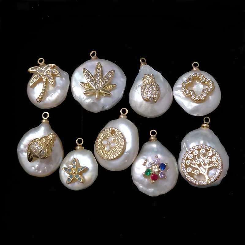 Natural white baroque pendant life of tree style cz micro charms freshwater button pearl price designs real pearl earrings diy