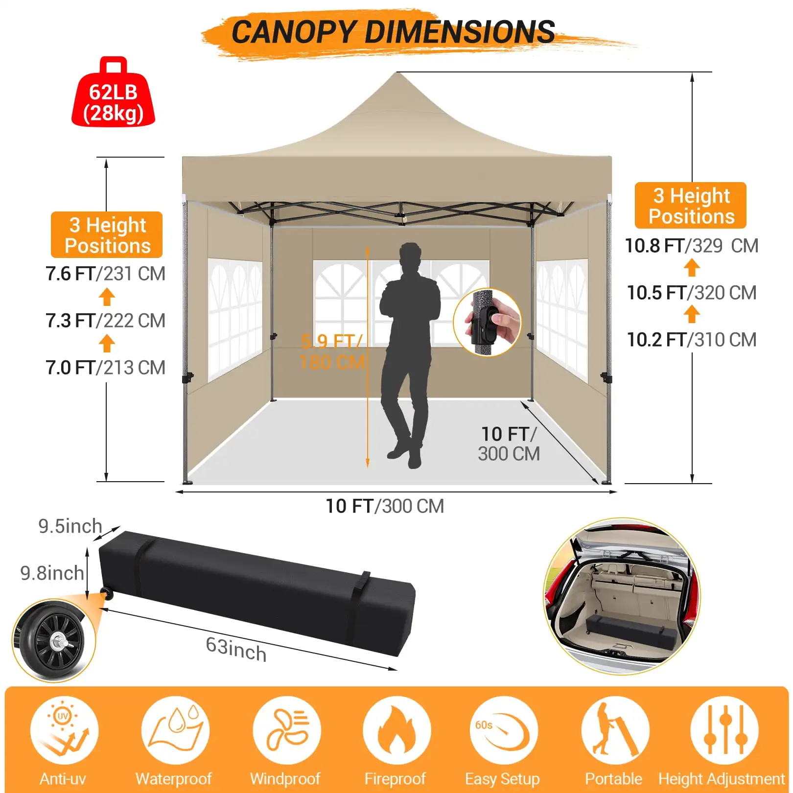 Red Blue White 3x3m hexagon pop up gazebo waterproof Foldable outdoor gazebo awnings tent Canopi with walls