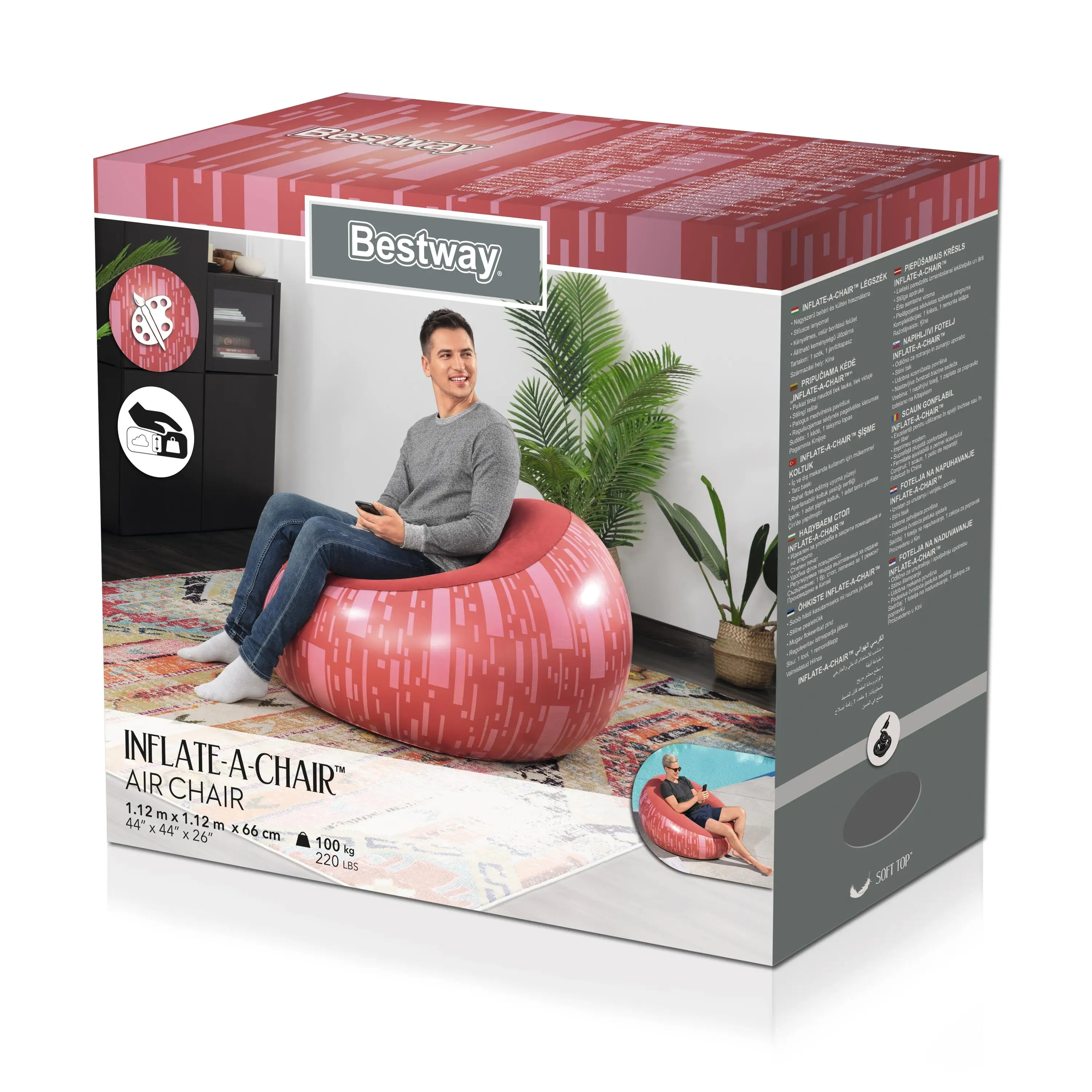  Bestway 75052 надувной уличный складной Быстрый ленивый диван сиденье со светодиодным стулом для бассейна