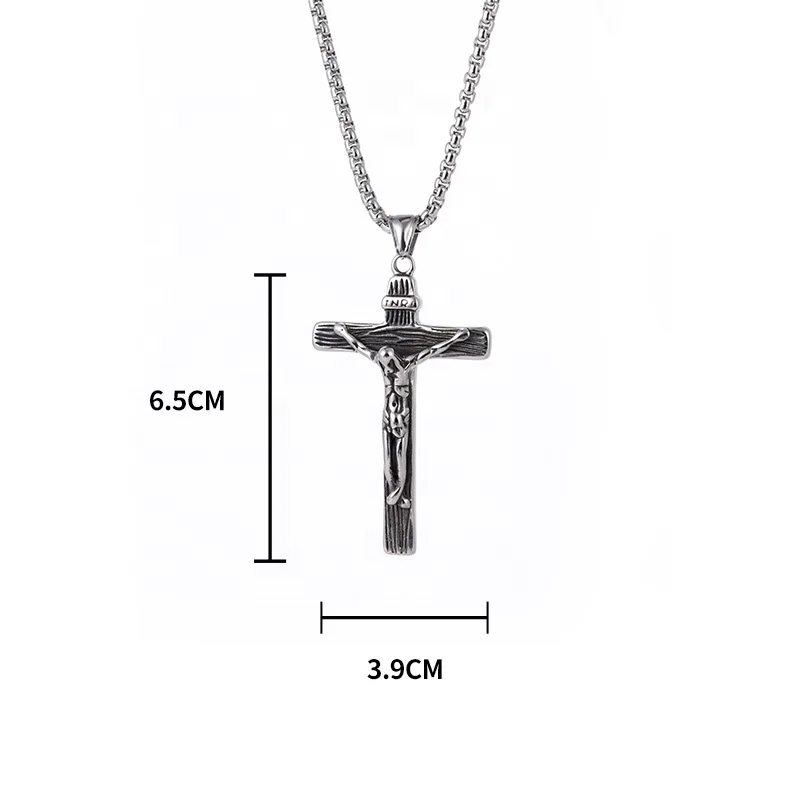
classic vintage Jesus cross chains necklace for men stainless steel religious christian necklace 