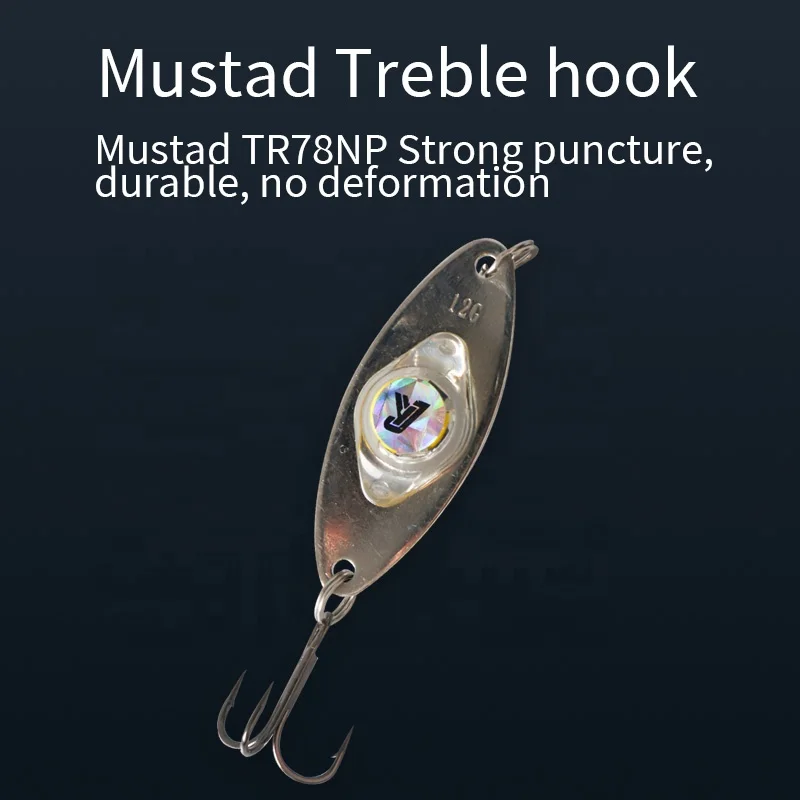 LED Fishing Spoons Underwater Flasher Lights 5cm Metal Bait Saltwater Bass Trolling Deep Drop Light