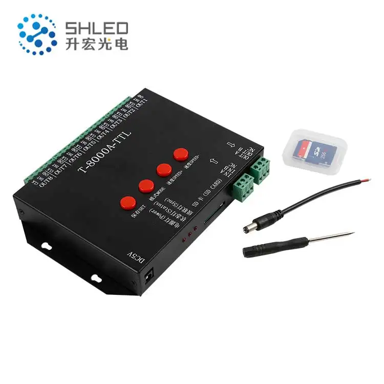 Заказной профессиональный 8 выходной порт dmx SD карты светодиодный пиксель rgb контроллер t8000 для