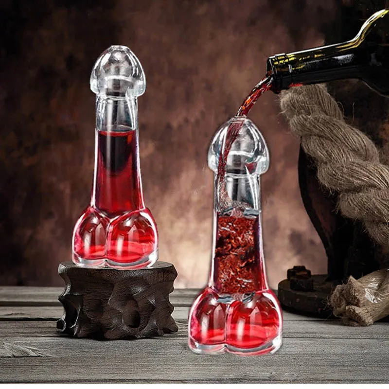 Sexy Adult Cup Wine Glasses Cocktail Drink Tentum Dick Shape Glass Bottle Night Bar Club Nightclub Party Penis Shot Wine Glass