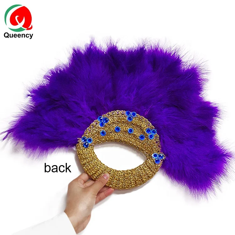 Queency African women party hand fan ostrich feathers for wedding  decorative hand fans