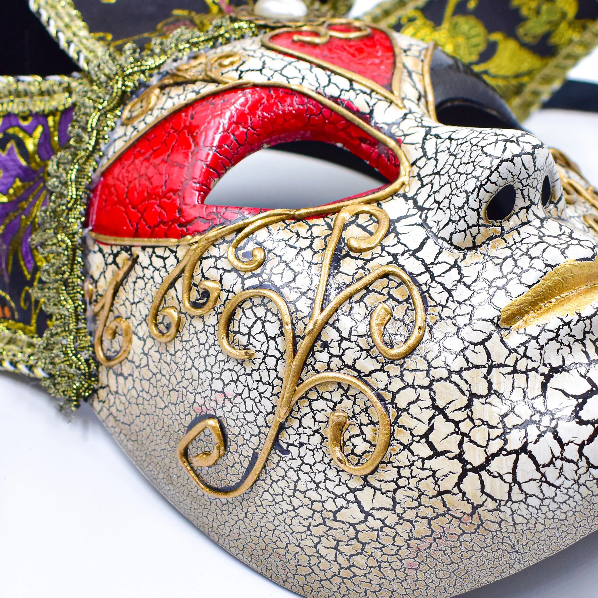 3D Italy Traditional Venice Carnival Mask Facial Crack Jester Venetian Mask With Bell For Mardi Gras Party Wall Decoration