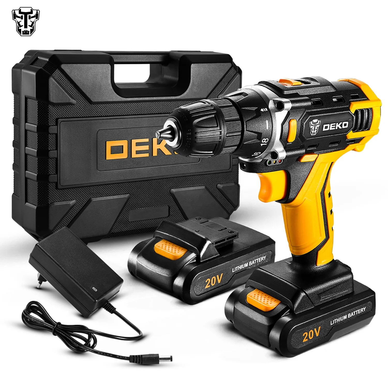 
DEKO DKCD20FU SET3 Cordless Drill 18+1 Torque 20V 42N.m Li-ion Battery Woodworking Power Screwdriver Kit 