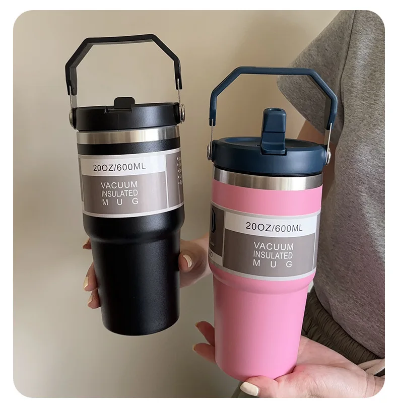 20oz 30oz Stainless Steel Vacuum insulated Water Bottle Straw Leak proof Rollover office coffee cup Outdoor Travel water bottle
