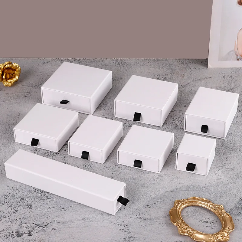 New Logo Custom Cardboard Gift Jewelry Packaging Boxes  Ring Bracelet Necklace Slide Drawer Box For Jewelry Packing